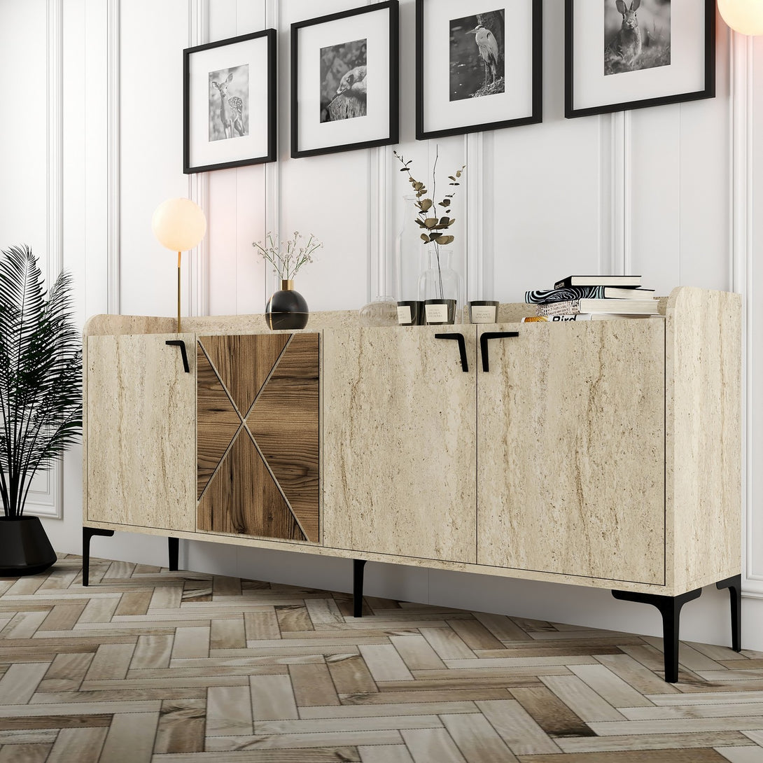 Konzolasztal Venedik - Diós, Travertine-VASBÚTOR