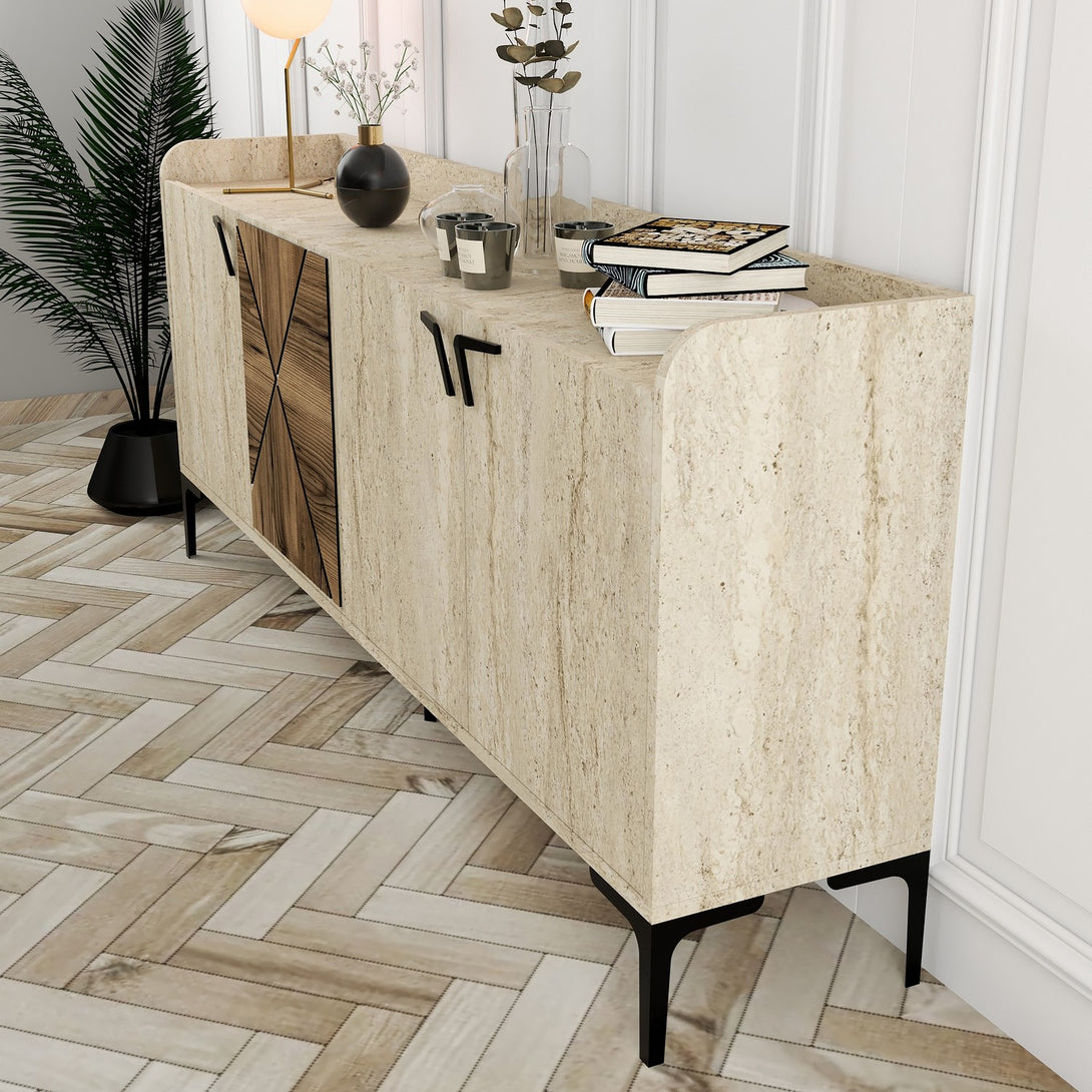 Konzolasztal Venedik - Diós, Travertine-VASBÚTOR