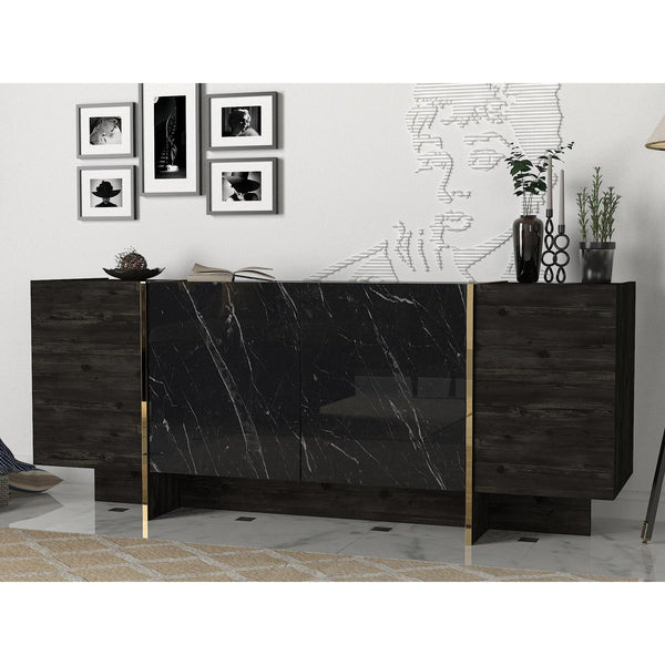 Konzolasztal Veyron - Black, Gold-VASBÚTOR