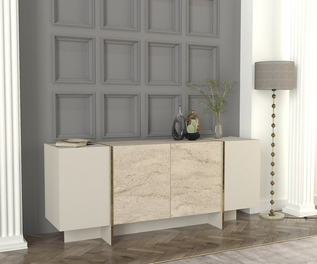 Konzolasztal Veyron - Travertine, Sandstone-VASBÚTOR