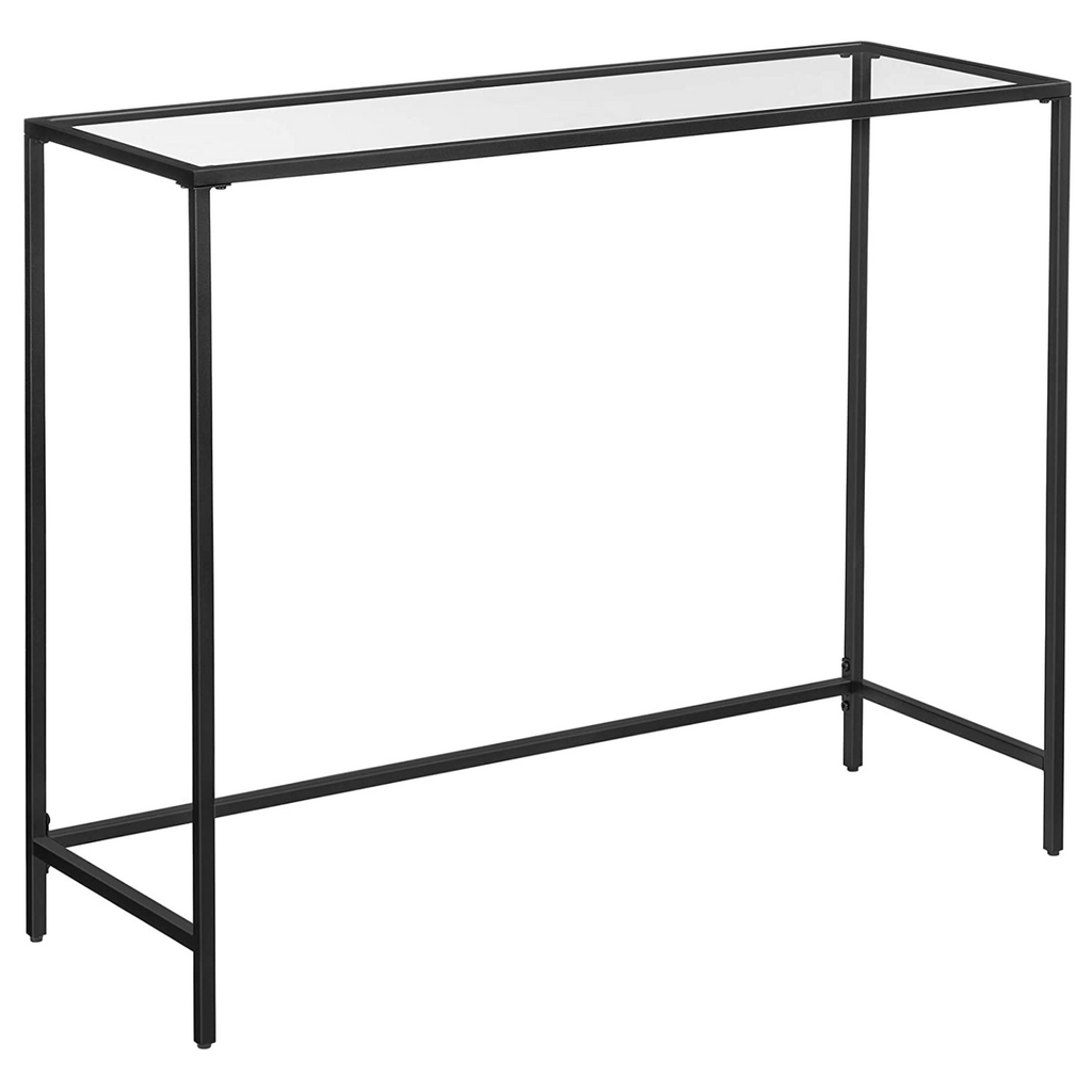 Konzolasztal edzett üveg, lerakóasztal állítható lábakkal, 100x35x80 cm, fekete-VASBÚTOR