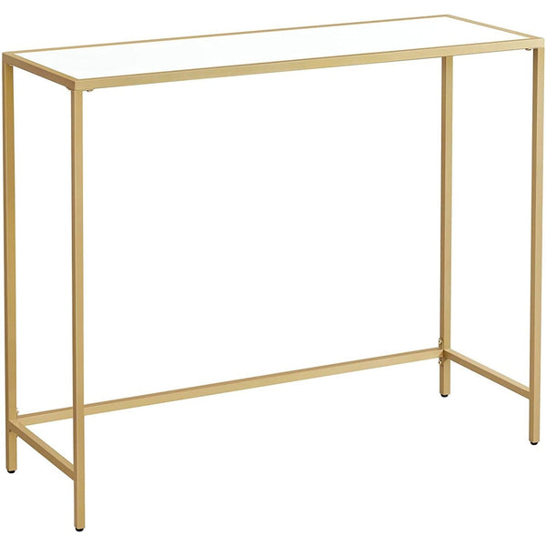 Konzolasztal, vékony magas asztal acél vázzal, állítható lábakkal, arany-VASBÚTOR