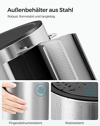 Kozmetikai szemetes, 3 L, fürdőszobai kuka fedéllel, pedálos, acél, ezüst-fekete-VASBÚTOR