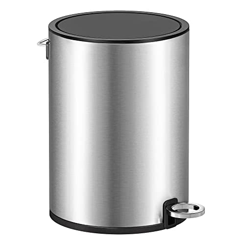 Kozmetikai szemetes, 3 L, fürdőszobai kuka fedéllel, pedálos, acél, ezüst-fekete-VASBÚTOR