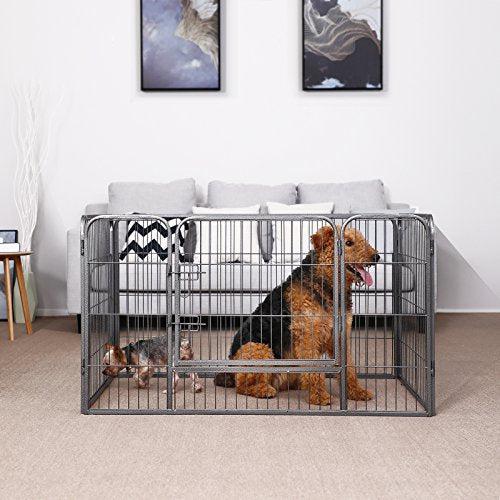 Kutya kennel, kutyaketrec ,4 részes szobakennel, szürke-VASBÚTOR