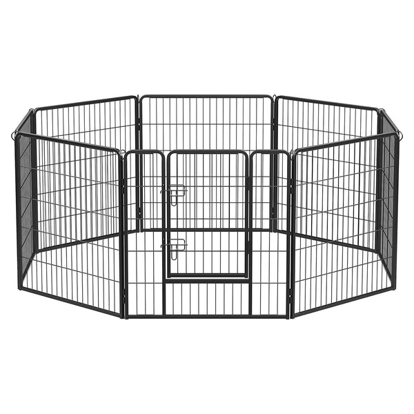 Kutya kennel, kutyaketrec 77 x 80 cm, kültéri kisállat kifutó, fekete-VASBÚTOR