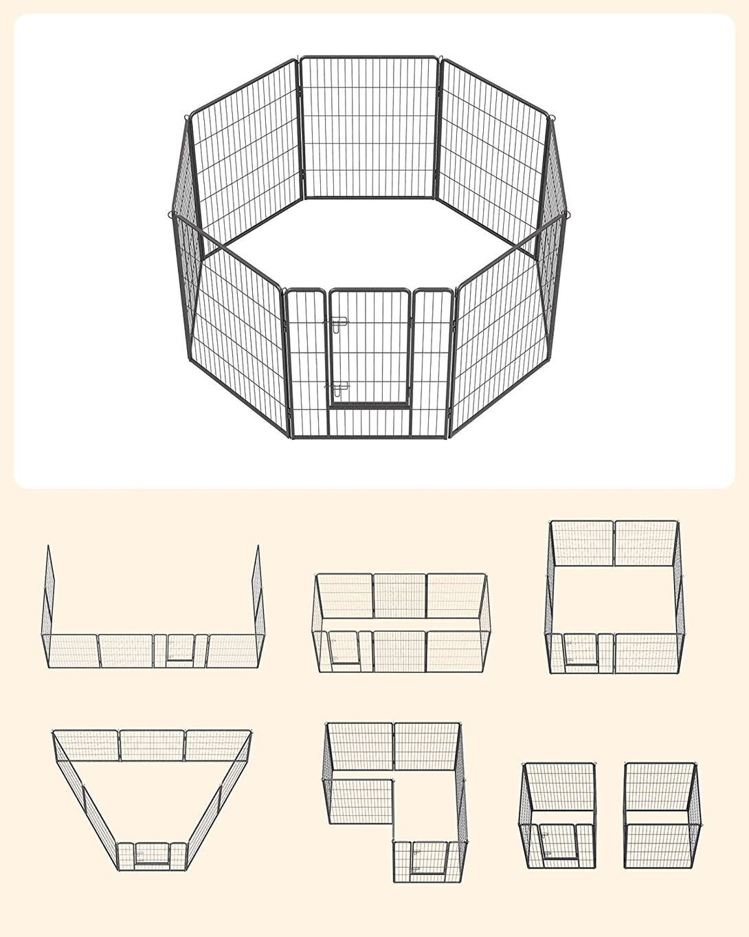 Kutya kennel, kutyaketrec 77x 100cm, kültéri kisállat kifutó, fekete-VASBÚTOR