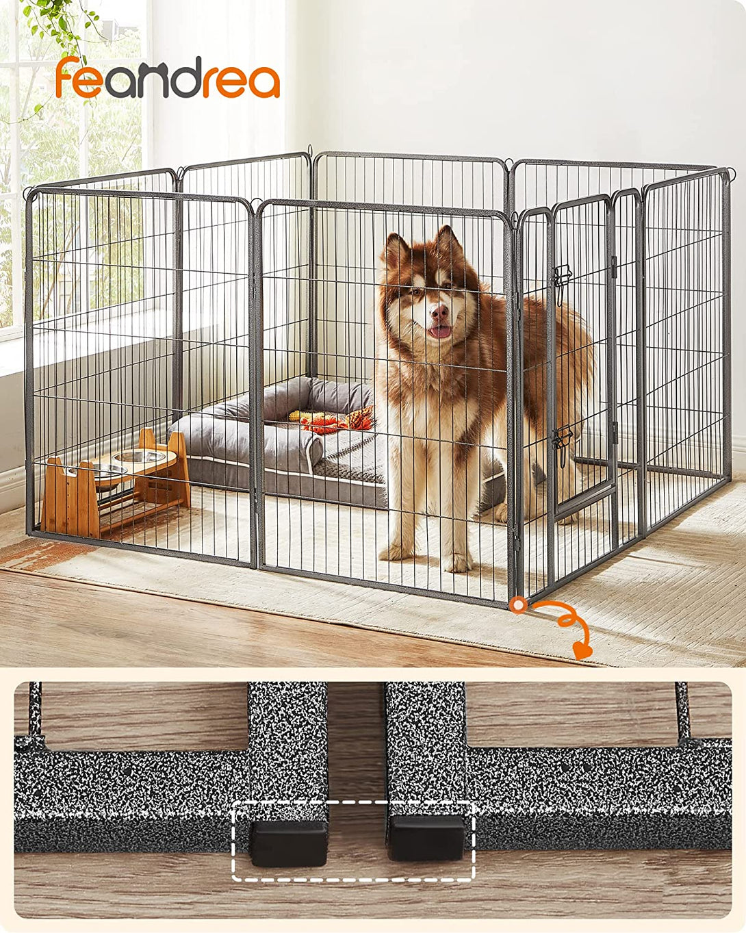 Kutya kennel, kutyaketrec 77x 100cm, kültéri kisállat kifutó, fekete-VASBÚTOR