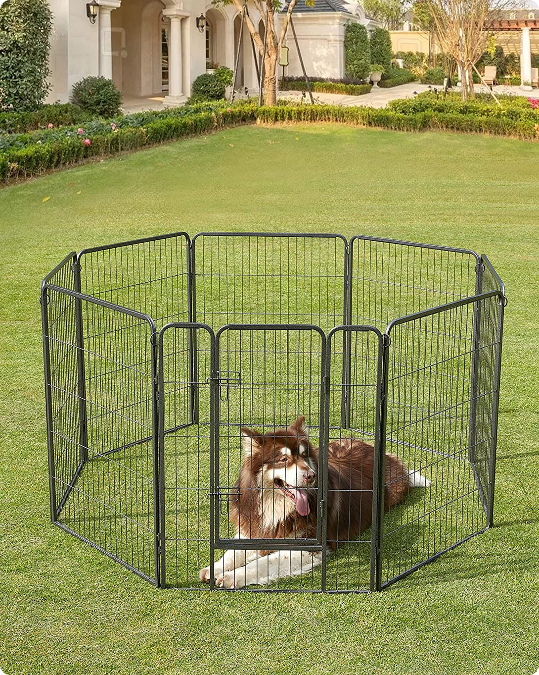 Kutya kennel, kutyaketrec 77x 100cm, kültéri kisállat kifutó, fekete-VASBÚTOR