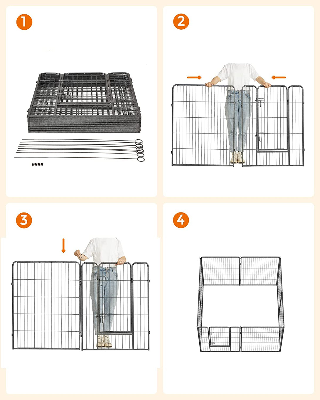 Kutya kennel, kutyaketrec 77x 100cm, kültéri kisállat kifutó, fekete-VASBÚTOR