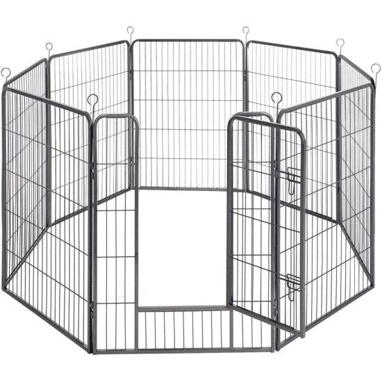 Kutya kennel, kutyaketrec 77x 100cm, kültéri kisállat kifutó, fekete-VASBÚTOR