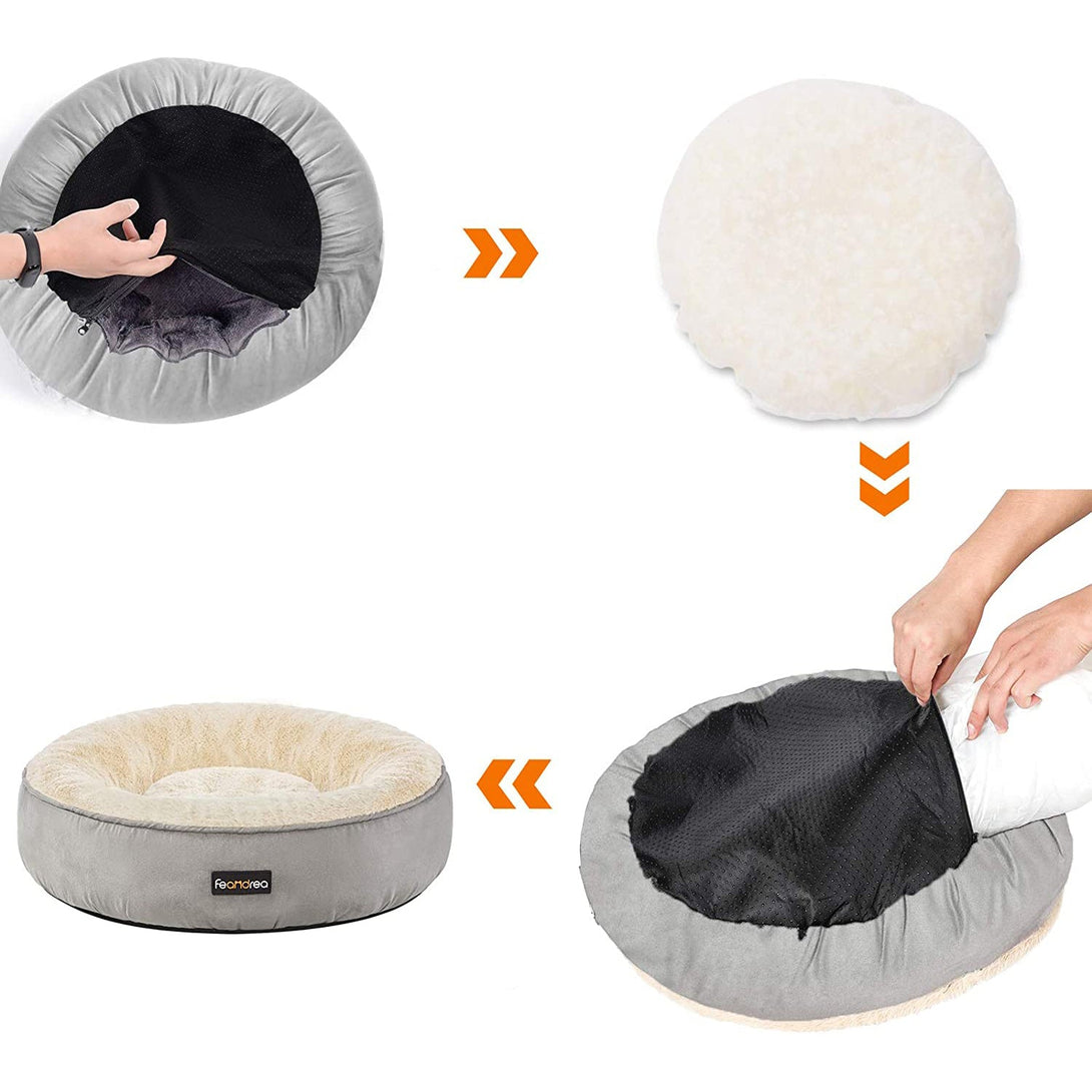Kutyaágy kerek kisállat fekhely, S méret, világosszürke | FEANDREA Outlet-VASBÚTOR