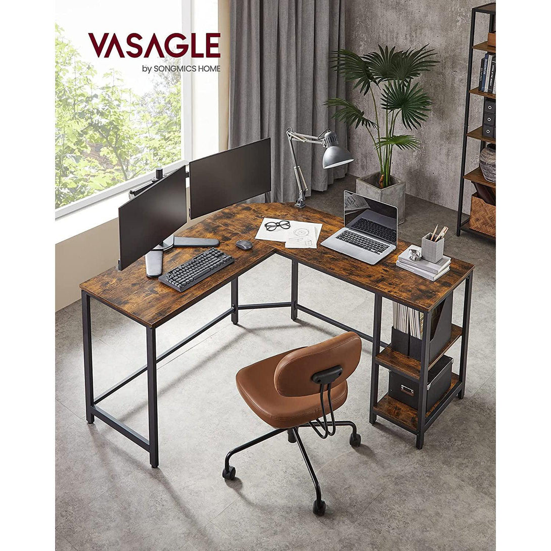 L-alakú számítógépasztal, sarokasztal, rusztikus barna-VASBÚTOR
