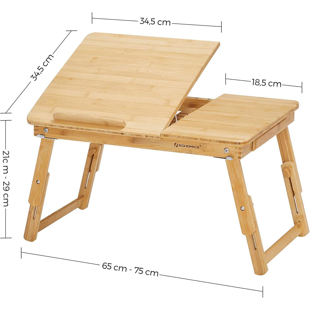 SONGMICS bamboo laptop table, breakfast tray with 5 adjustable angles ...