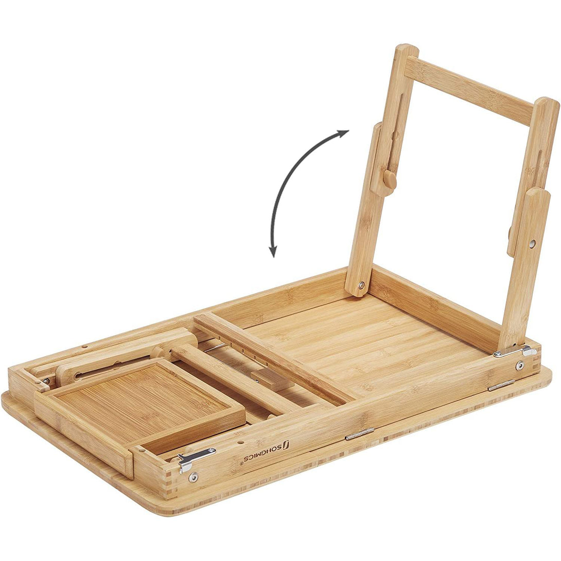 SONGMICS bamboo laptop table, breakfast tray with 5 adjustable angles ...