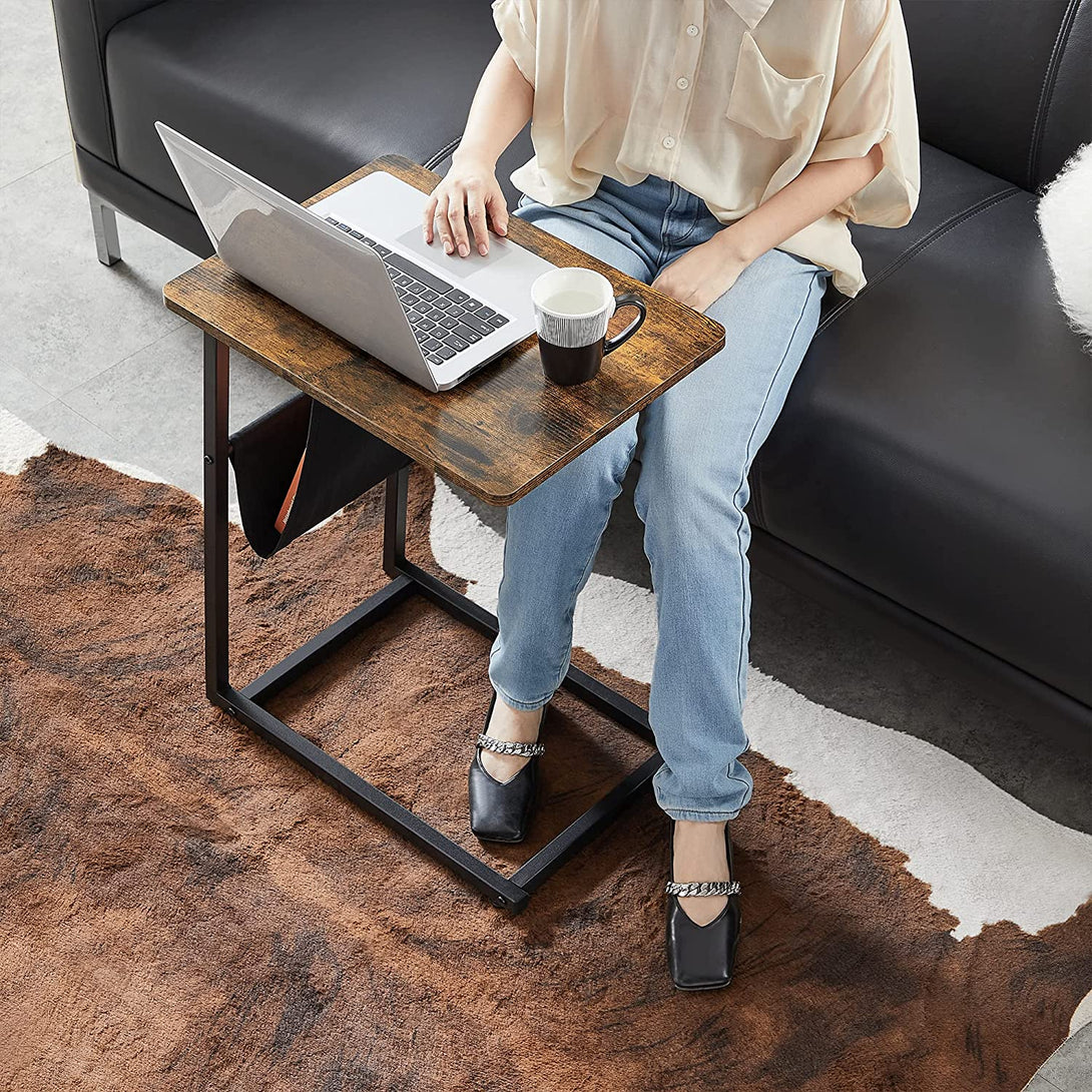 Laptop asztal magazintartóval, 50 x 62 x 35 cm, rusztikus barna-VASBÚTOR