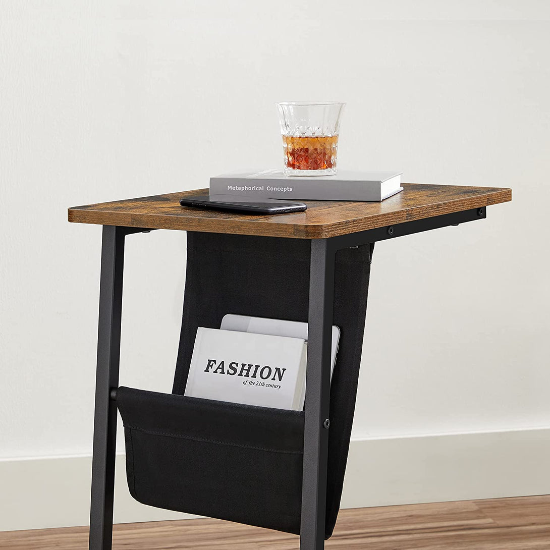 Laptop asztal magazintartóval, 50 x 62 x 35 cm, rusztikus barna-VASBÚTOR