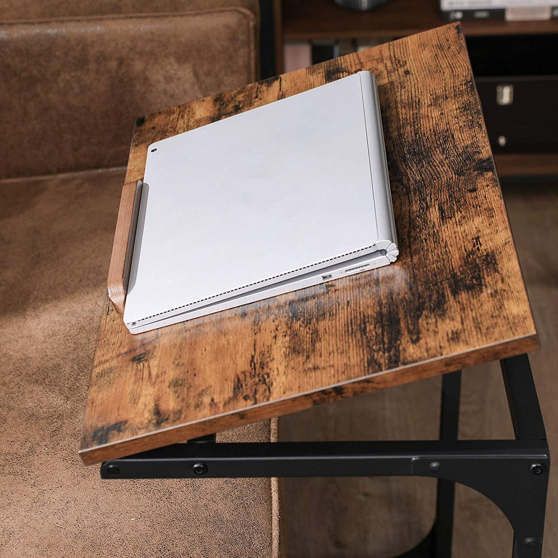 Laptop asztal, oldalasztal vintage barna fekete 55 x 35 x 66 cm-VASBÚTOR