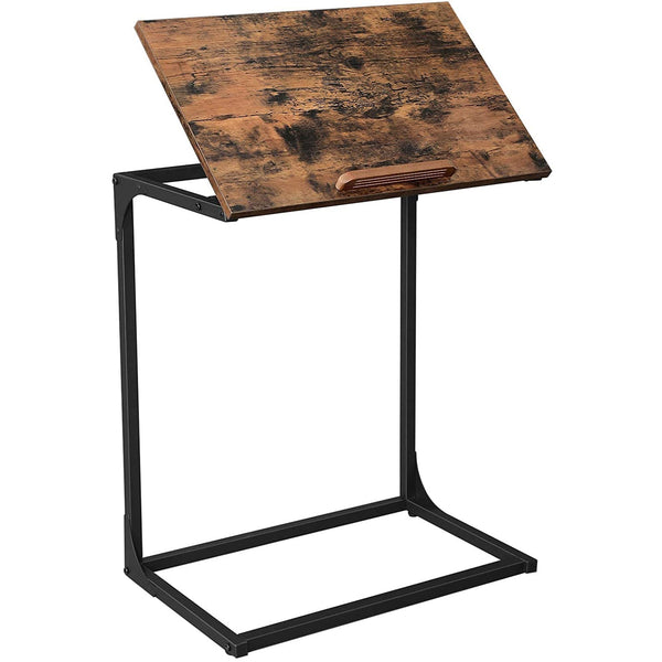 Laptop asztal, oldalasztal vintage barna fekete 55 x 35 x 66 cm-VASBÚTOR