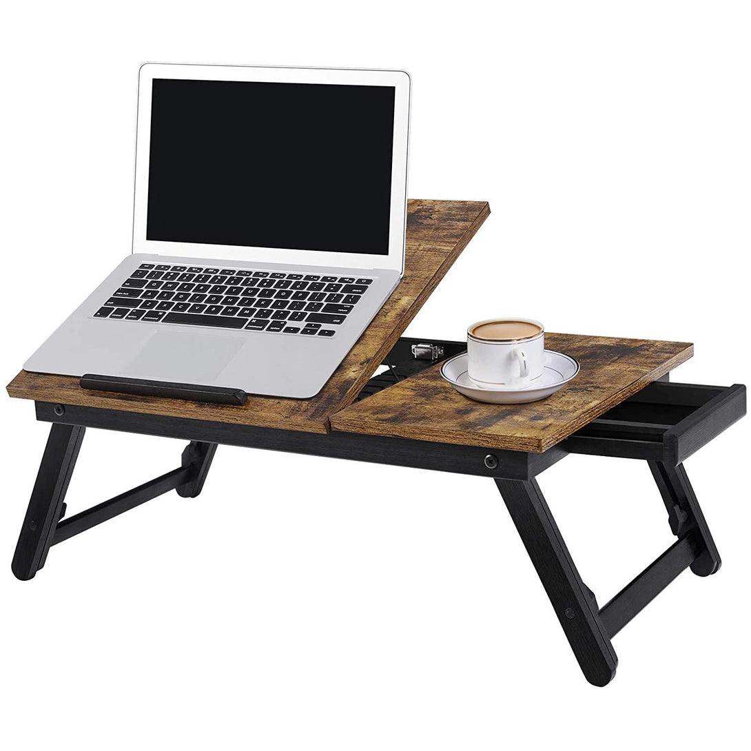 Laptop asztal, reggeliző tálca, rusztikus barna-VASBÚTOR