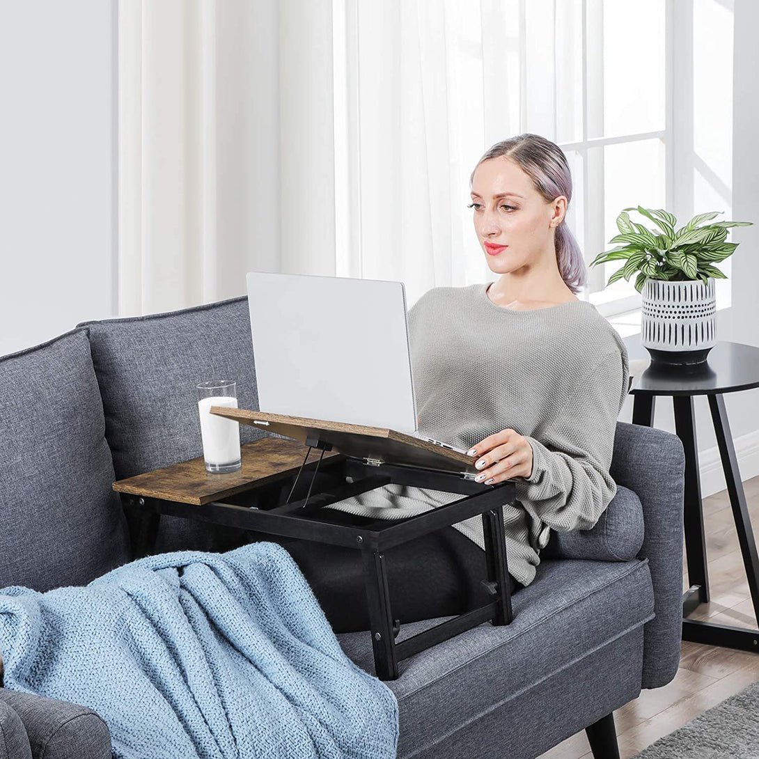 Laptop asztal, reggeliző tálca, rusztikus barna-VASBÚTOR