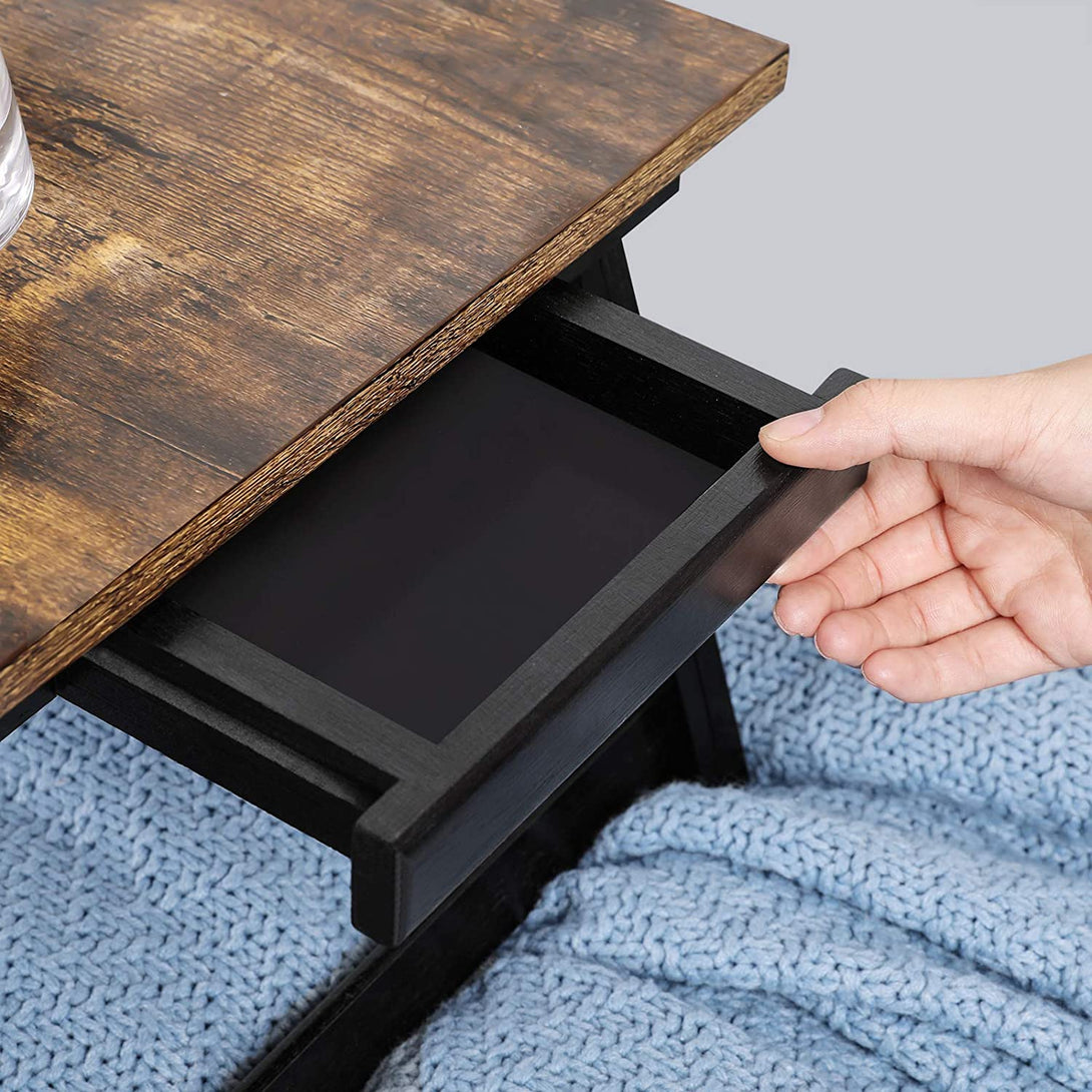 Laptop asztal, reggeliző tálca, rusztikus barna-VASBÚTOR