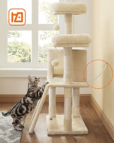 Macska kaparófa, 115 cm macskalakás kaparó rámpával, bézs-VASBÚTOR