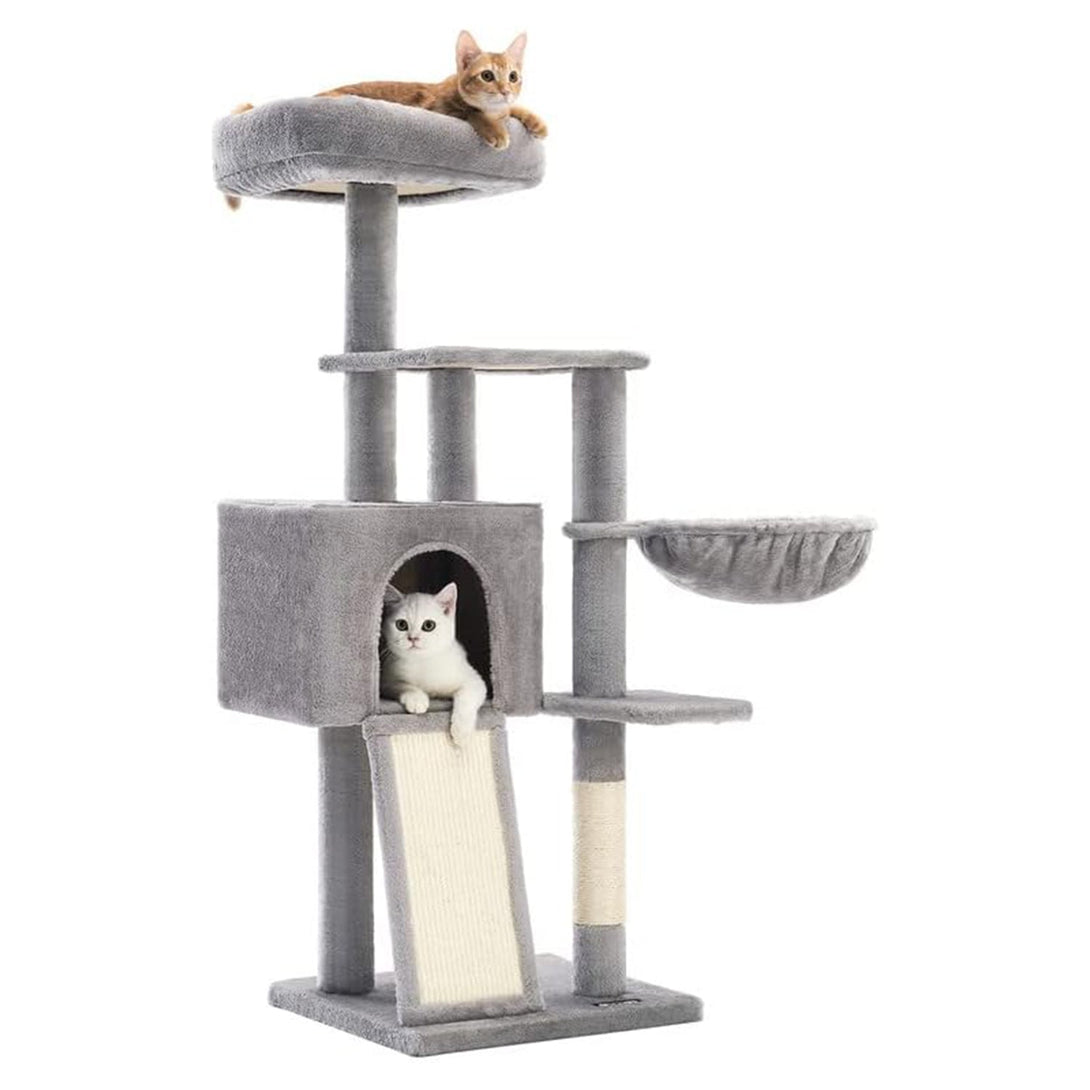 Macskafa, 135 cm-es kis macska torony, világosszürke FEANDREA-VASBÚTOR