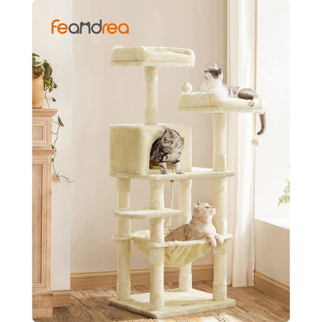 Macskafa, stabil macska torony, 143 cm, bézs | FEANDREA-VASBÚTOR