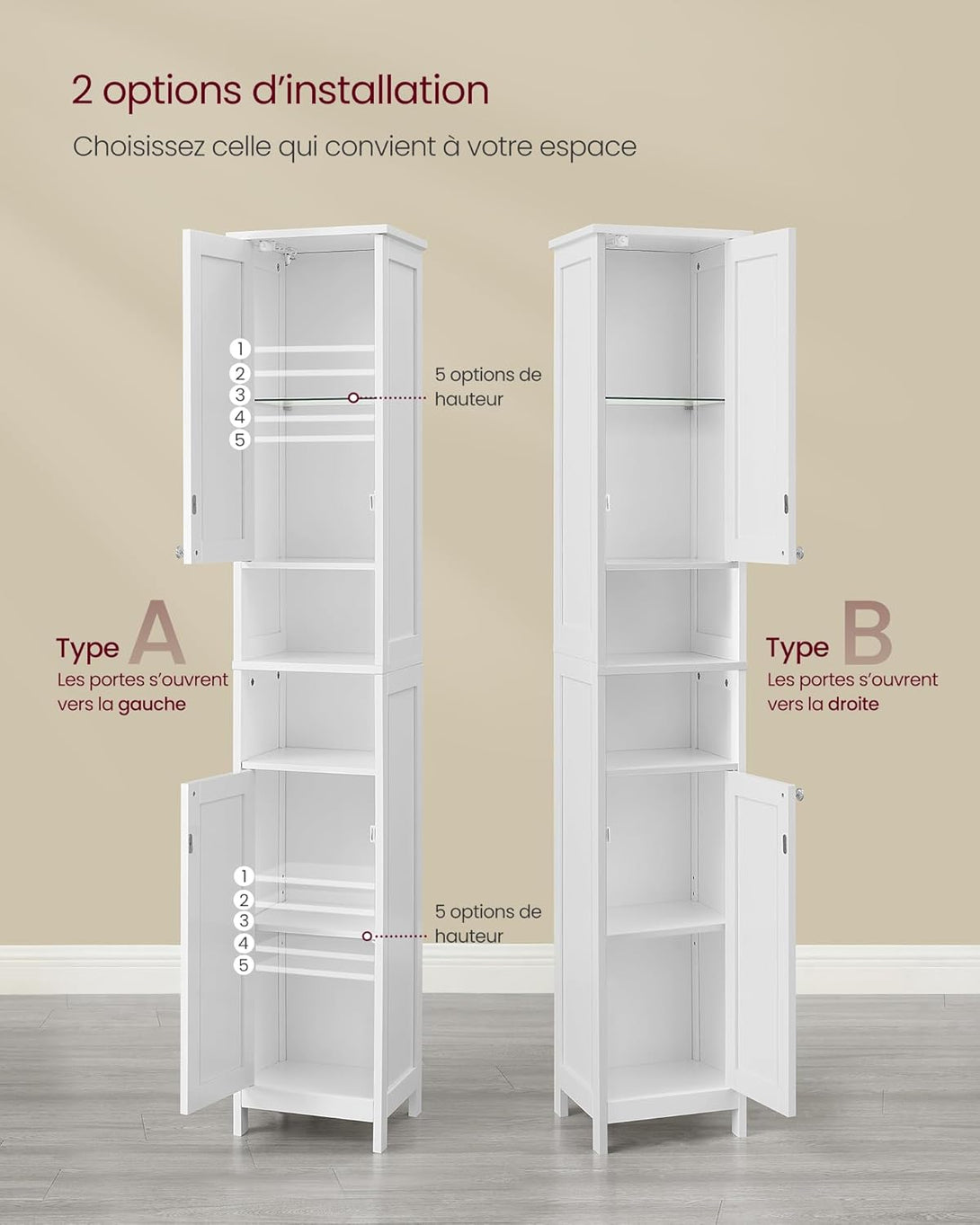 Magas és keskeny fürdőszobai szekrény világításal 170x30x30 fehér színben-VASBÚTOR