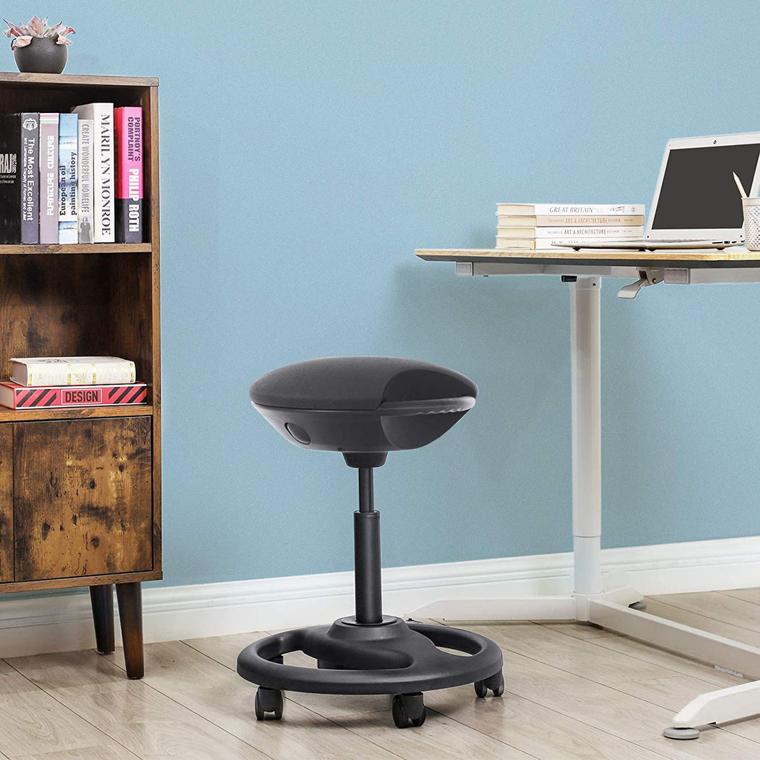 Magas szék, Ergonomikus munkaszék széles üléssel, 10°-os dőlésszög 50 x 55-73 cm, fekete-VASBÚTOR