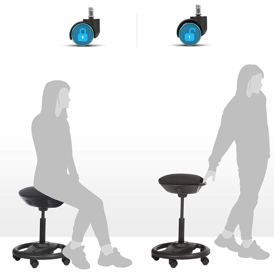 Magas szék, Ergonomikus munkaszék széles üléssel, 10°-os dőlésszög 50 x 55-73 cm, fekete-VASBÚTOR