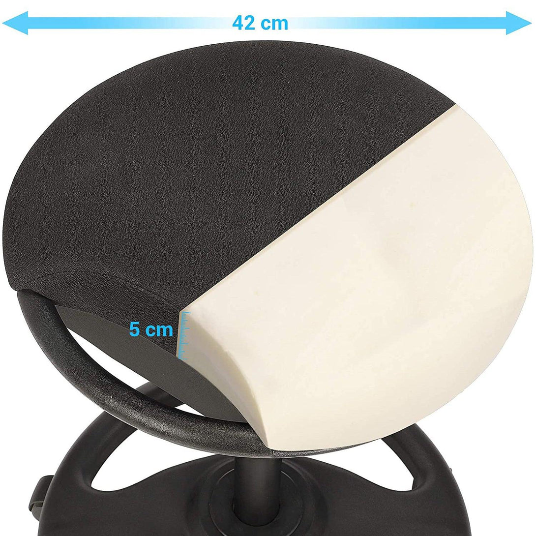 Magas szék, Ergonomikus munkaszék széles üléssel, 10°-os dőlésszög 50 x 55-73 cm, fekete-VASBÚTOR