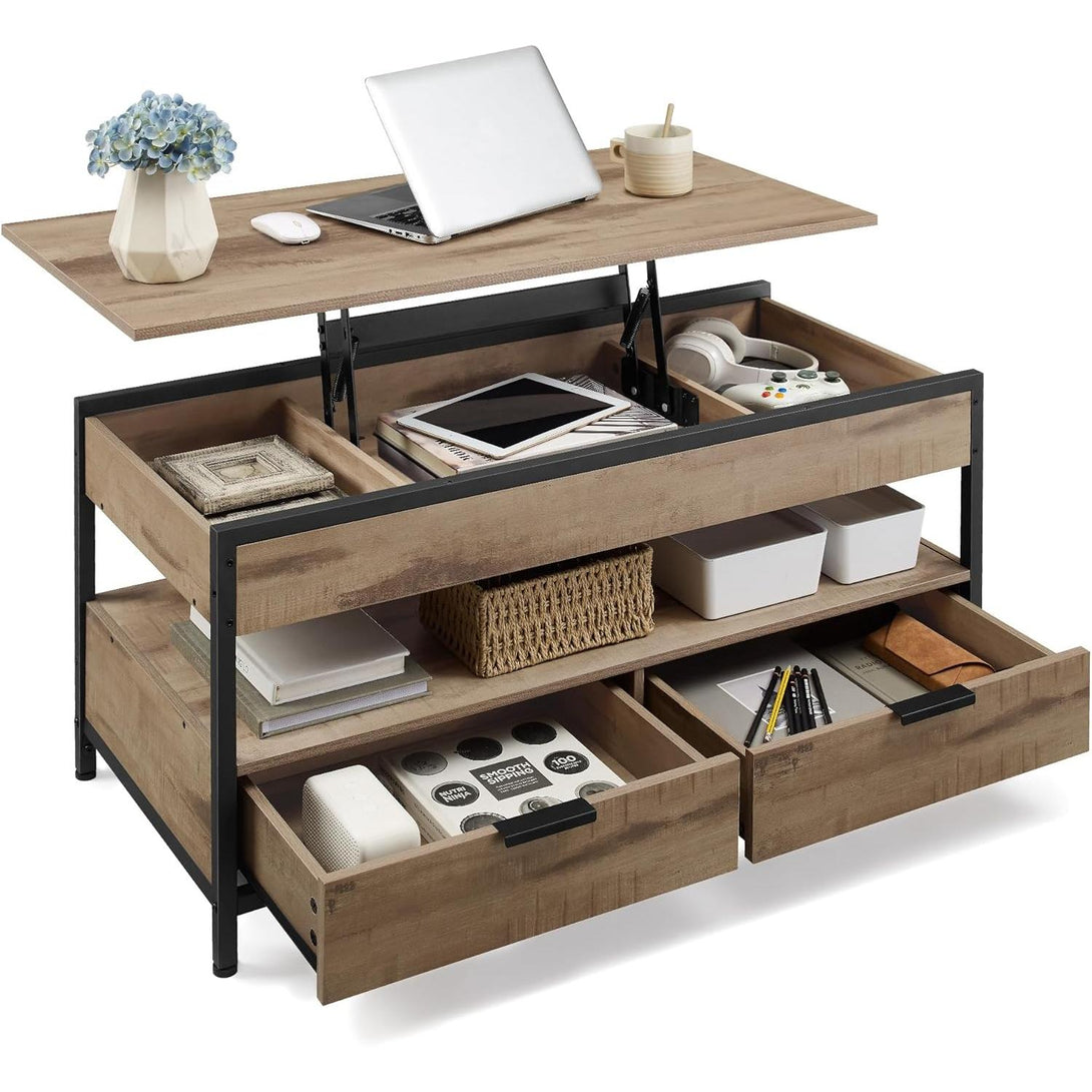 Magasságban állítható dohányzóasztal, 50 × 100 cm, karamellbarna–tintafekete színben-VASBÚTOR