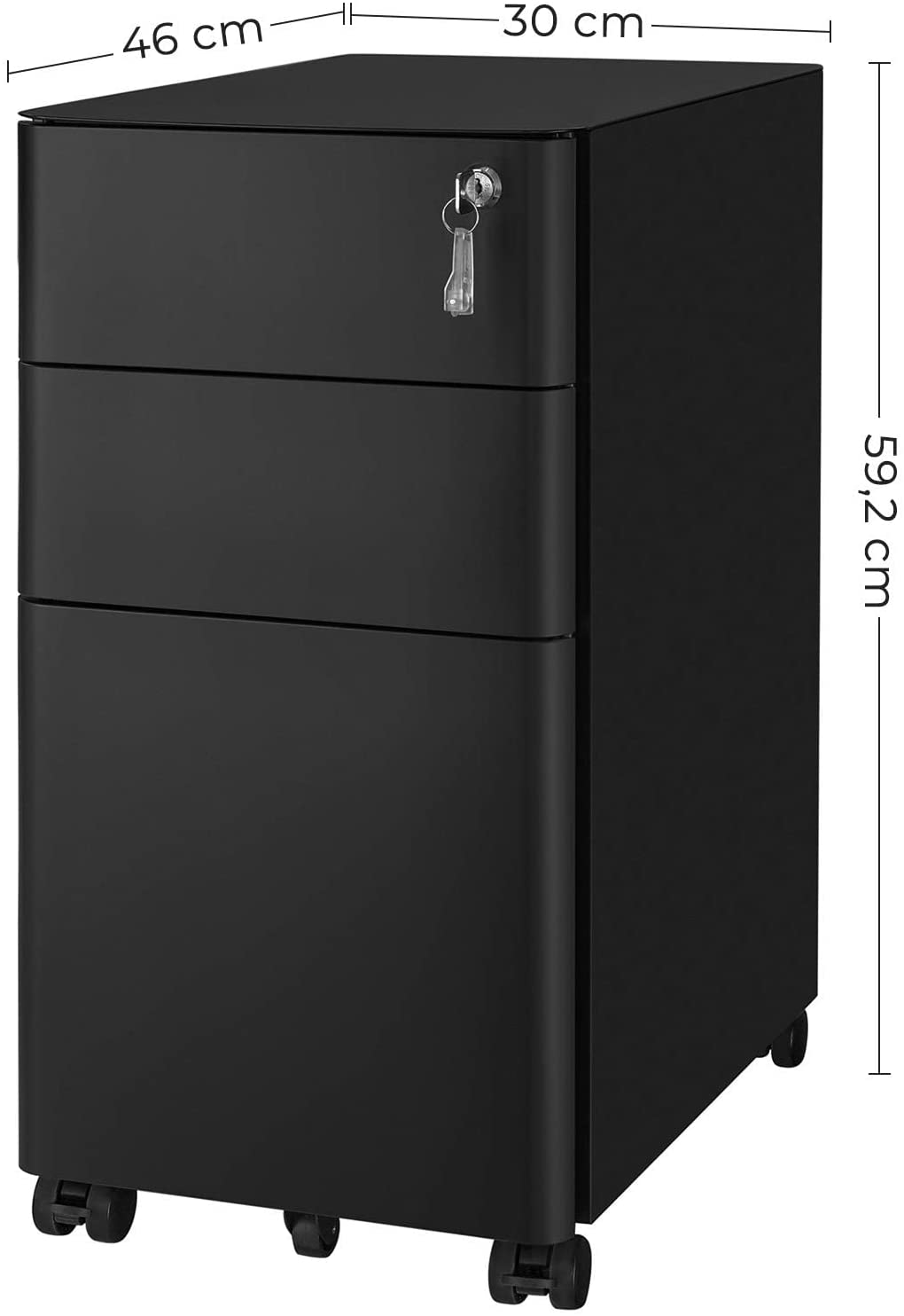 Mobil konténer, zárható Iratszekrény30 x 59,2 x 46 cm, fekete-VASBÚTOR