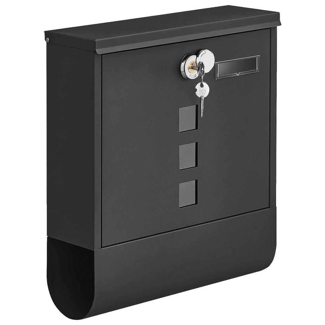 Modern Postaláda újságtartóval- fekete-VASBÚTOR