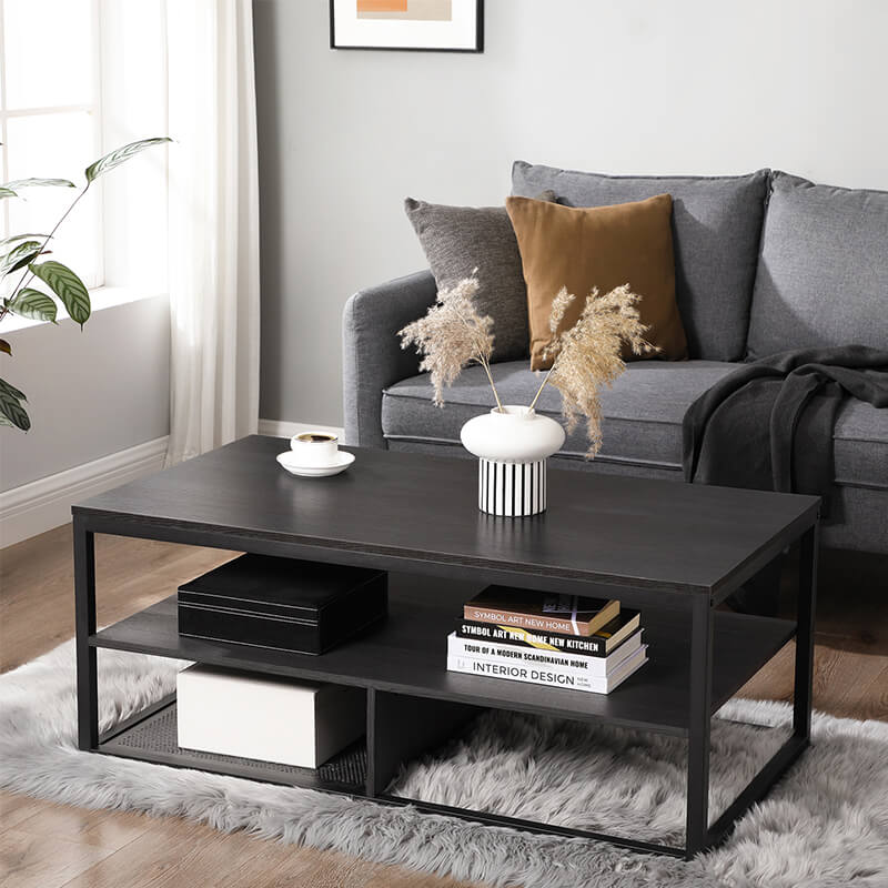 Modern dohányzóasztal 110 x 60 x 45 cm, Fekete-VASBÚTOR