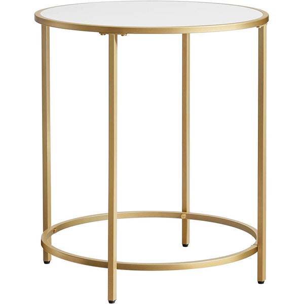 Modern oldalsó asztal dohányzóasztal éjjeliszekrény, fehér - arany, 50 x 55 cm (Ø x H)-VASBÚTOR