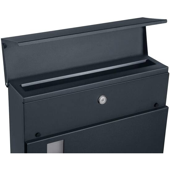 Modern postaláda újságtartóval 37x10,5x37 cm, antracitszürke-VASBÚTOR
