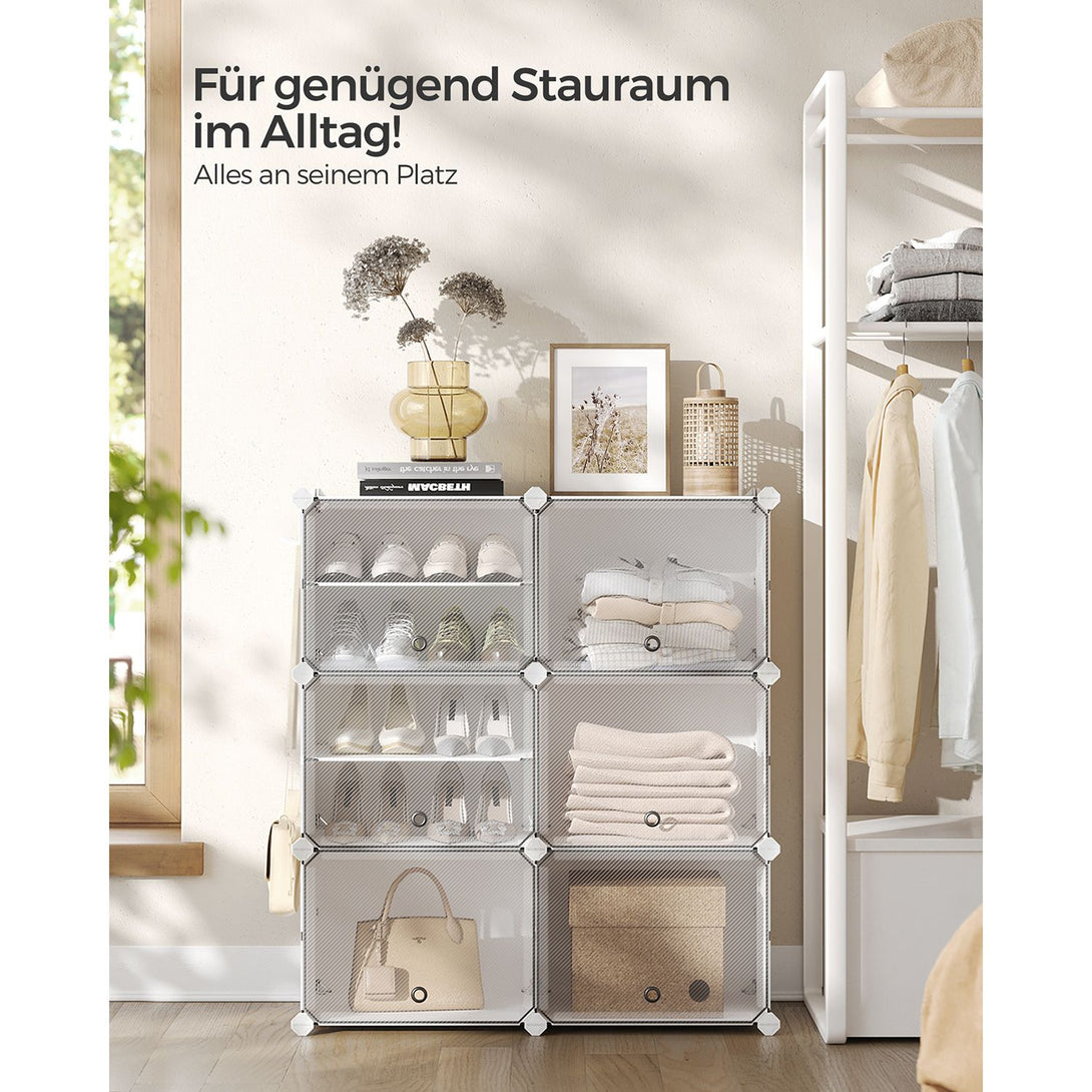 Moduláris összekapcsolható cipőtároló szekrény fehér színben-VASBÚTOR