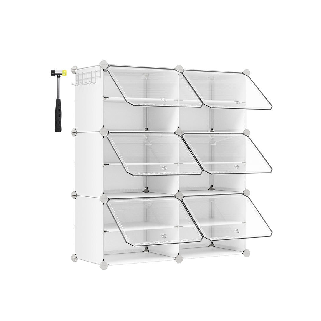 Moduláris összekapcsolható cipőtároló szekrény fehér színben-VASBÚTOR