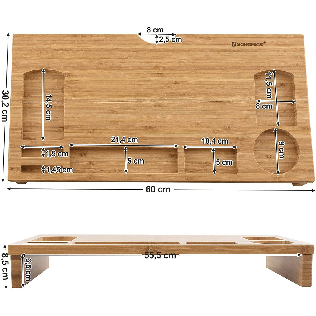 Monitor állvány, bambusz asztali rendező, 60 x 30,2 x 8,5 cm-VASBÚTOR