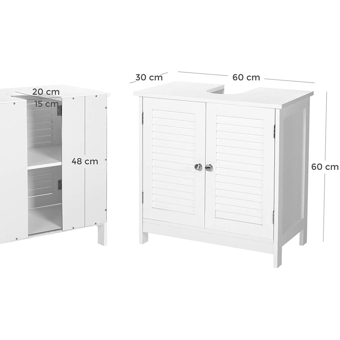 Mosdó alatti fürdőszobai szekrény, dupla ajtós, 60 x 60 x 30 cm matt fehér-VASBÚTOR