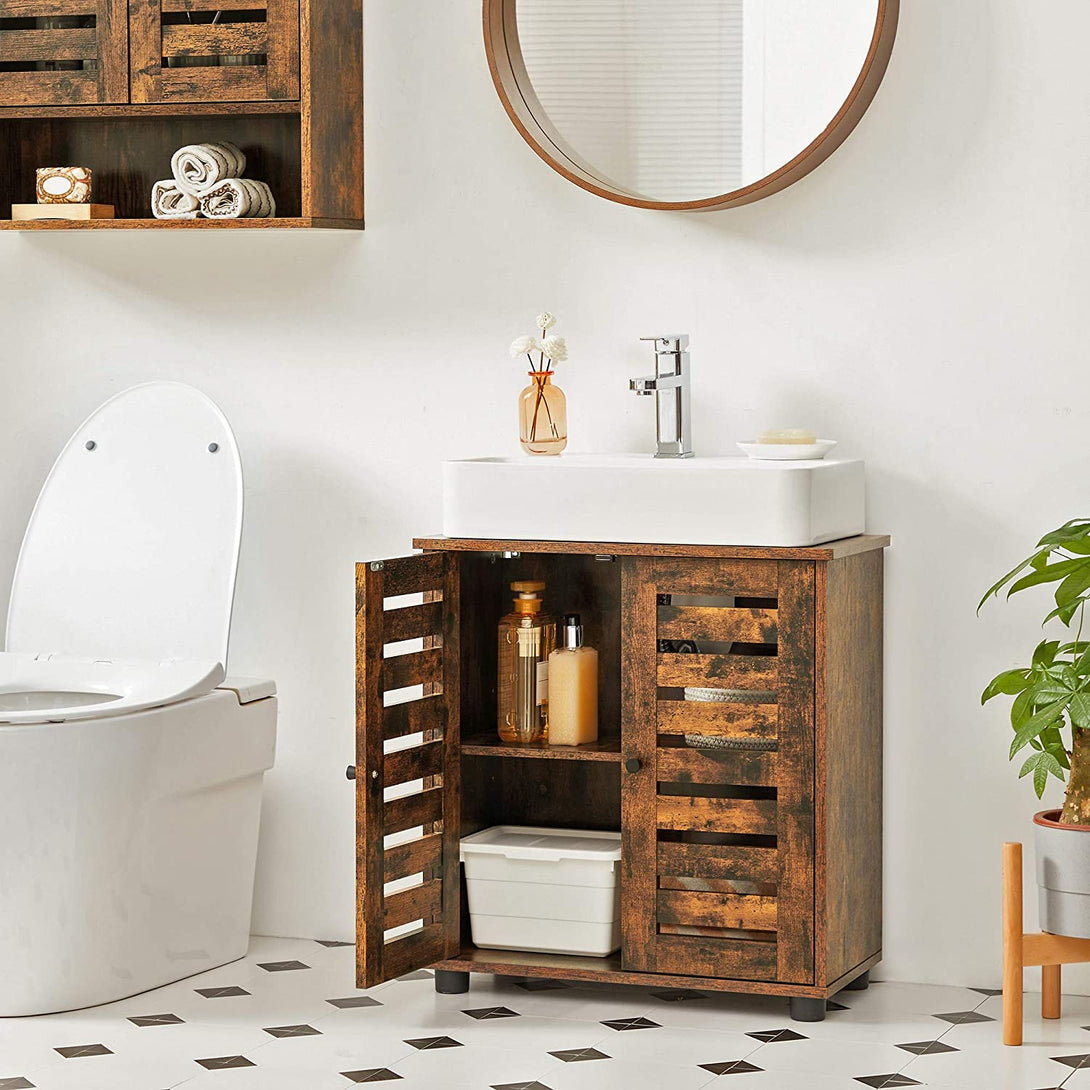 Mosdó alatti fürdőszobai szekrény polccal, 60 x 60 x 30 cm Rusztikus barna-VASBÚTOR