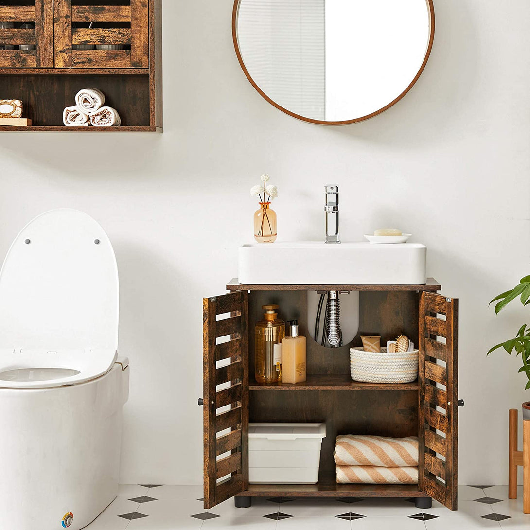 Mosdó alatti fürdőszobai szekrény polccal, 60 x 60 x 30 cm Rusztikus barna-VASBÚTOR