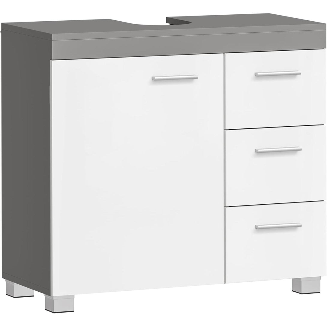 Mosdó alatti szekrény, fürdőszobai szekrény 30 × 70 × 64 cm，fehér–szürke-VASBÚTOR