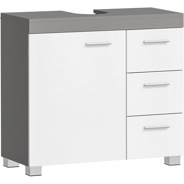 Mosdó alatti szekrény, fürdőszobai szekrény 30 × 70 × 64 cm，fehér–szürke-VASBÚTOR