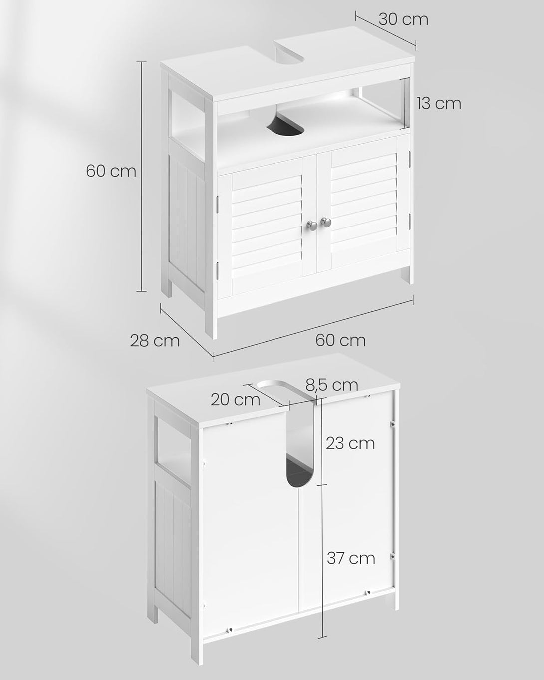 Mosdókagyló alatti tároló szekrény 60 x 30 x 60 cm Fehér szín-VASBÚTOR