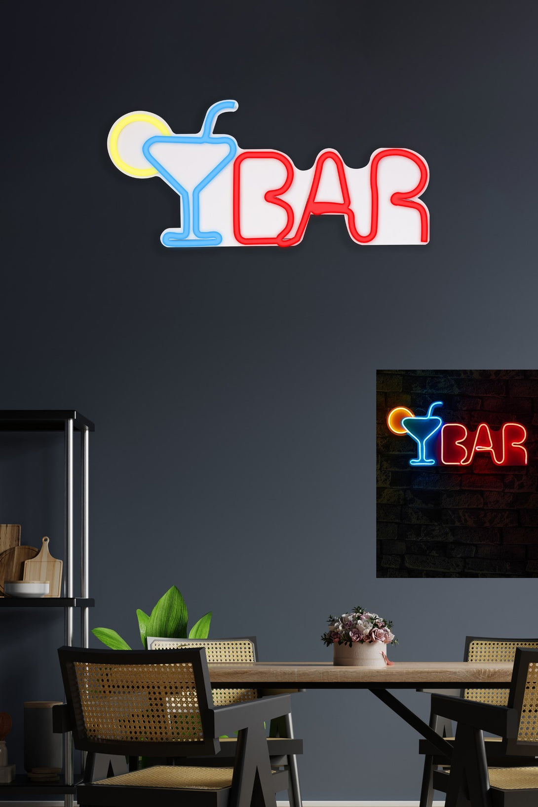 Műanyag LED-es fali dekoráció, Bar - Multicolor-VASBÚTOR