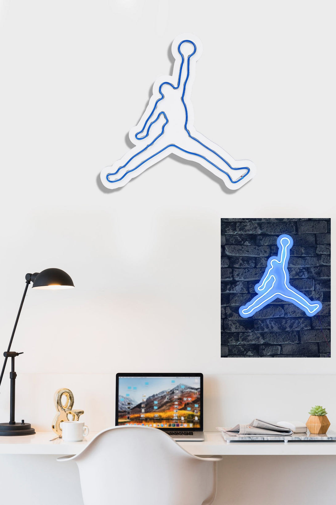 Műanyag LED-es fali dekoráció, Basketball - Blue-VASBÚTOR